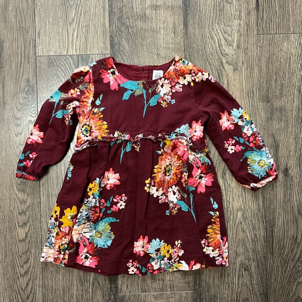 Maroon Floral Baby Gap Dress